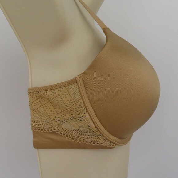 Maidenform 36B Custom Lift T Back Bra 09649 Solid Beige Underwire Front Closure - Picture 2 of 12